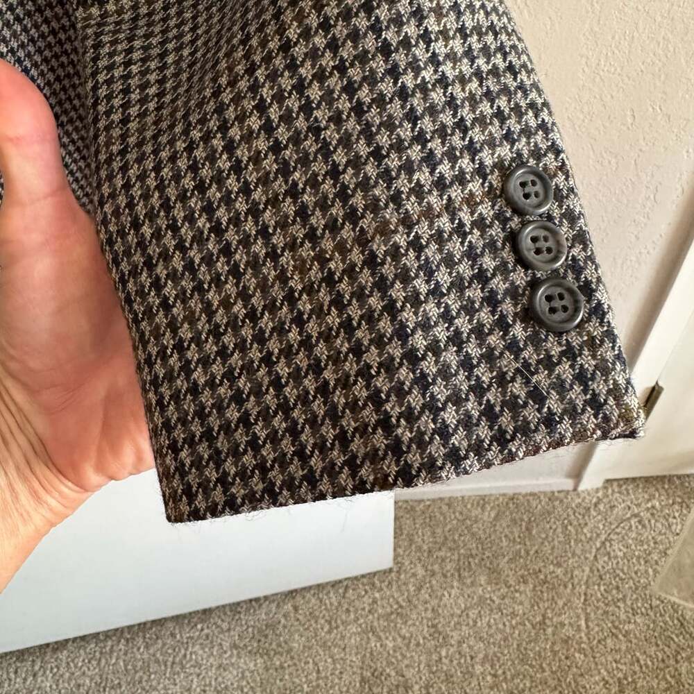 Vintage Pierre Balmain Sport Coat 48L 100% Wool Houndstooth Blazer Men’s - Picture 7 of 13